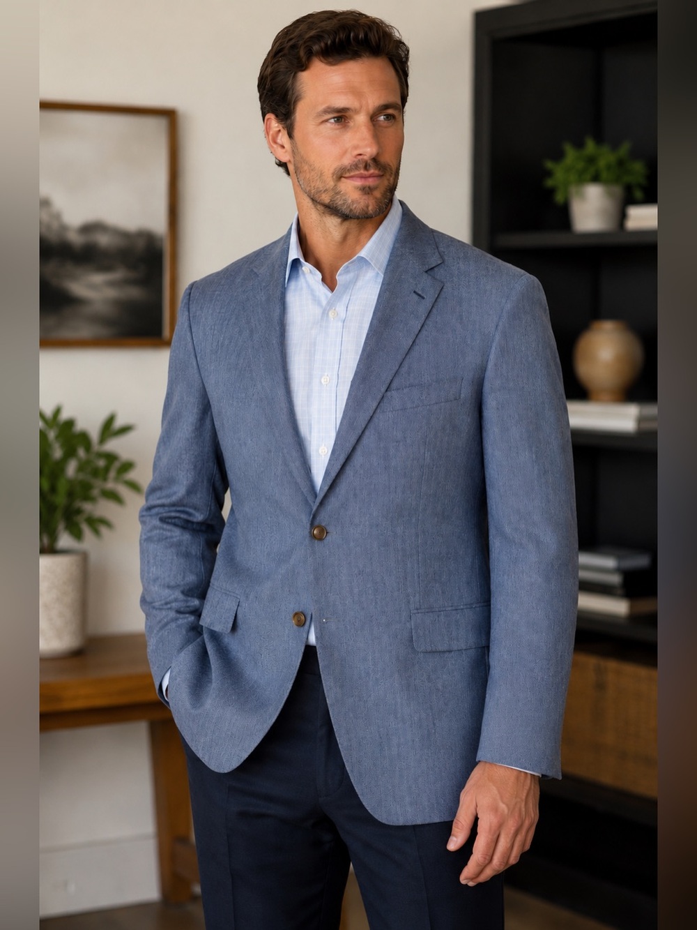 Hart Schaffner Marx Light Blue Two-Button Sport Coat 48R NWT Wool Blend Blazer